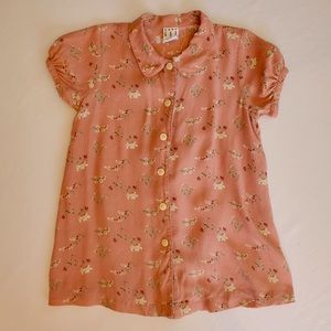 Girls Pink Floral Print Blouse